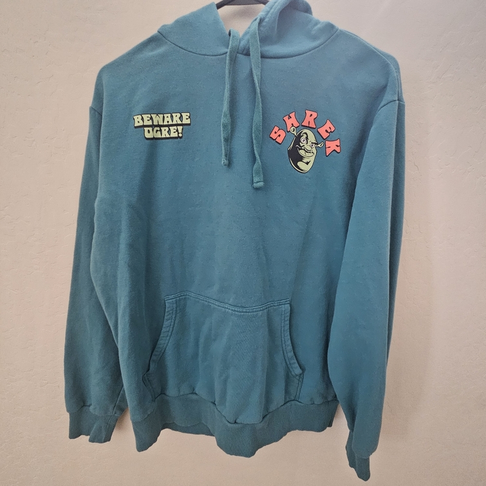 Teal Green Mens Shrek Graphic Hoodie Beware Ogre Sweatshirt